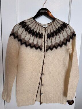Icelandica Ivory 100% Wool Cardigan, S/M